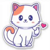 かわいい猫ラブハンドサイン57577 シール (正面)