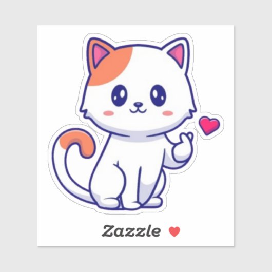 かわいい猫ラブハンドサイン57577 シール (シート)