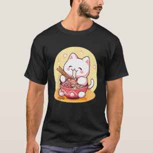 かわいい猫ラーメンうどん日本猫 Tシャツ