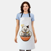 かわいい猫ラーメンデザイン エプロン (着用した状態)