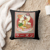 かわいい猫ラーメンヴィンテージ日本のギフト女の子 クッション (ブランケット)