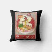 かわいい猫ラーメンヴィンテージ日本のギフト女の子 クッション (裏面)