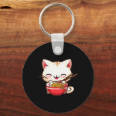 かわいい猫ラーメン日本の大好きおもしろい食アニメGi キーホルダー (正面)