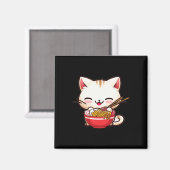 かわいい猫ラーメン日本の大好きおもしろい食アニメGi マグネット (正面/裏面)