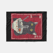 かわいい猫ラーメン日本の食べおもしろい物アニメT フリースブランケット (正面(横))