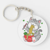 かわいい猫ラーメン面白いペット猫 キーホルダー (正面)