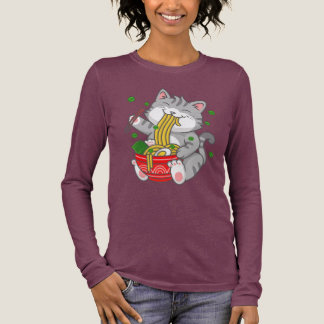 かわいい猫ラーメン面白いペット猫 トライブレンドＴシャツ