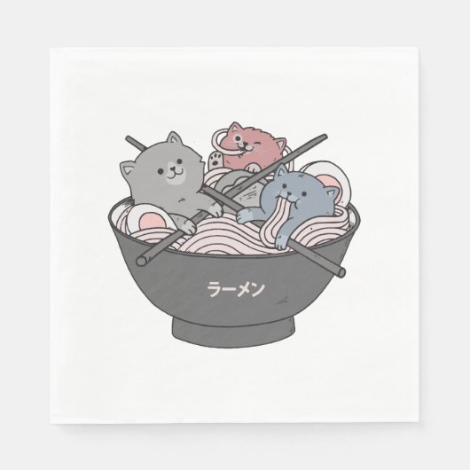 かわいい猫ラーメン スタンダードランチョンナプキン (正面)