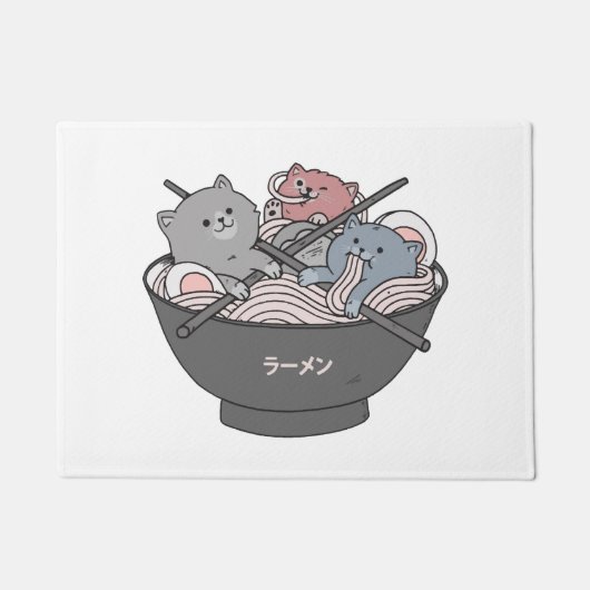 かわいい猫ラーメン ドアマット (正面)
