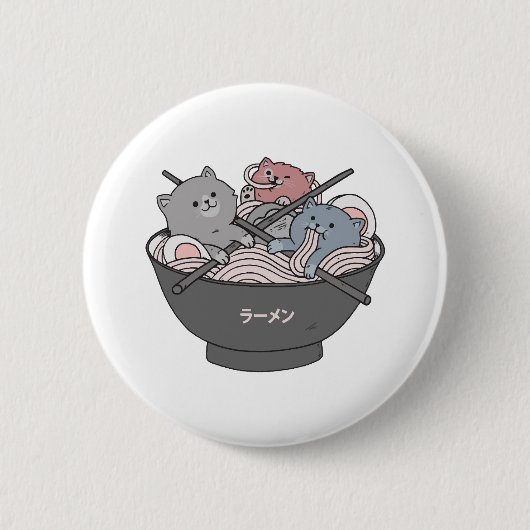 かわいい猫ラーメン 缶バッジ (正面)