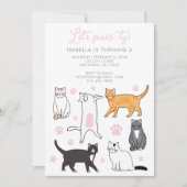 かわいい猫レッツパーティ子供の誕生日招待状 招待状 (正面)