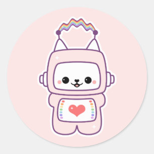 かわいい猫ロボット ラウンドシール