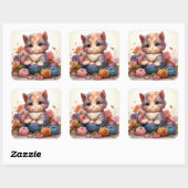 かわいい猫ヴィンテージシール スクエアシール (シート)