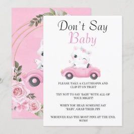 かわいい猫ヴィンテージピンクの車はベビーカードを言わない