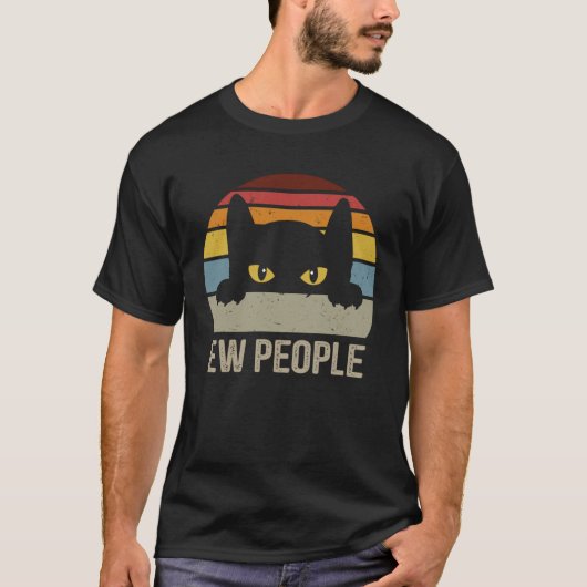 かわいい猫ヴィンテージ猫おもしろいレトロ Tシャツ (正面)