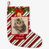 かわいい猫写真クリスマスストッキング名 スモールクリスマスストッキング (正面)