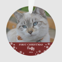 かわいい猫初めてのクリスマス雪片フォトオーナメント オーナメント