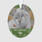 かわいい猫初めてのクリスマス雪片フォトオーナメント オーナメント (正面)