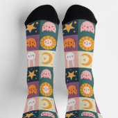 かわいい猫動物のパトワーク ソックス (上部)