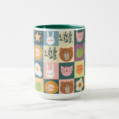 かわいい猫動物のパトワーク マグカップ (中央)