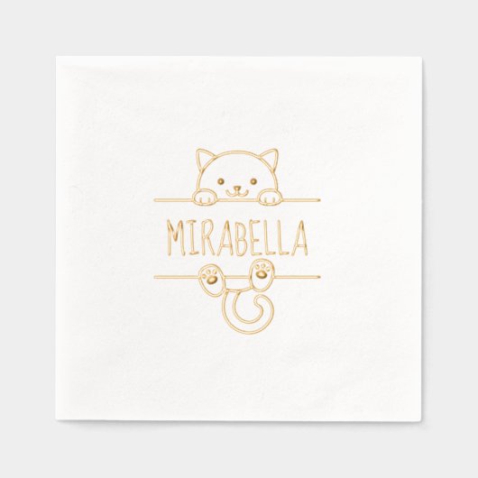 かわいい猫名前をカスタムする 箔ナプキン (正面)