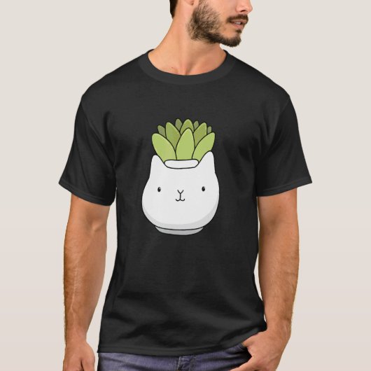 かわいい猫多肉植物ポット Tシャツ (正面)