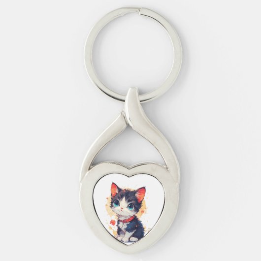 かわいい猫好きのためのかわいい猫デザイン キーホルダー (正面)