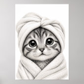 かわいい猫好きのためのバスルームウォールアート 子猫ポスター ポスター (正面)