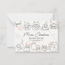 かわいい猫好きのためのホリデー パーソナライズド クリスマス ノートカード