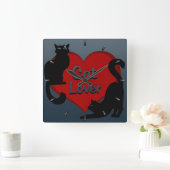 かわいい猫好きのための壁時計 ネコ デコレーション スクエア壁時計 (ホーム)