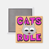 かわいい猫好きのためのCATS RULE マグネット (正面/裏面)