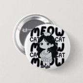 かわいい猫好きのちび女子イラスト 缶バッジ (正面&裏面)