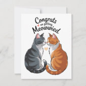 かわいい猫好きのウェディングおめでとうエンゲージメント シーズンカード (正面)