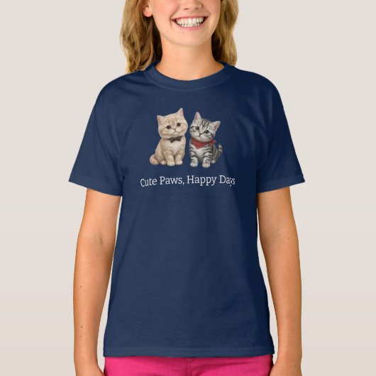 かわいい猫好きの子供服 Tシャツ (正面)