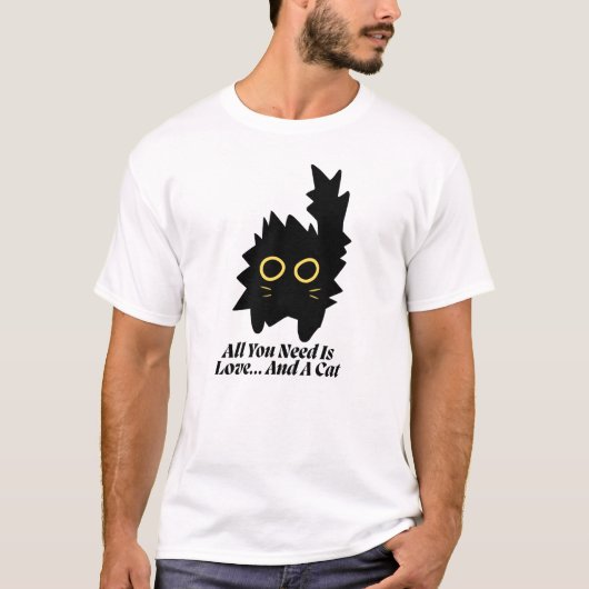 かわいい猫好きの引用Tシャツ - 愛と猫 Tシャツ (正面)
