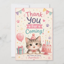 かわいい猫好きの誕生日お礼カード
