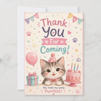 かわいい猫好きの誕生日お礼カード 招待状