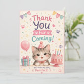 かわいい猫好きの誕生日お礼カード 招待状 (スタンド正面)