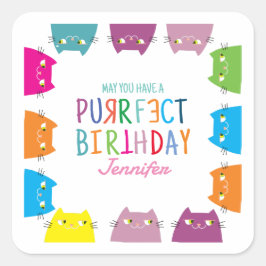 かわいい猫好きの誕生日 スクエアシール