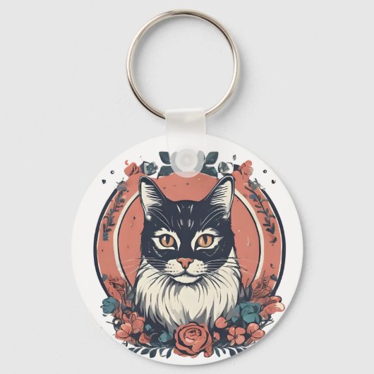 かわいい猫好きアートデザイン買今 キーホルダー (正面)