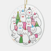 かわいい猫好きウィンタームワイクリスマス セラミックオーナメント (左)
