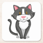 かわいい猫好きギフトグレーキットネおもしろいグレイ子猫 スクエアペーパーコースター (正面)