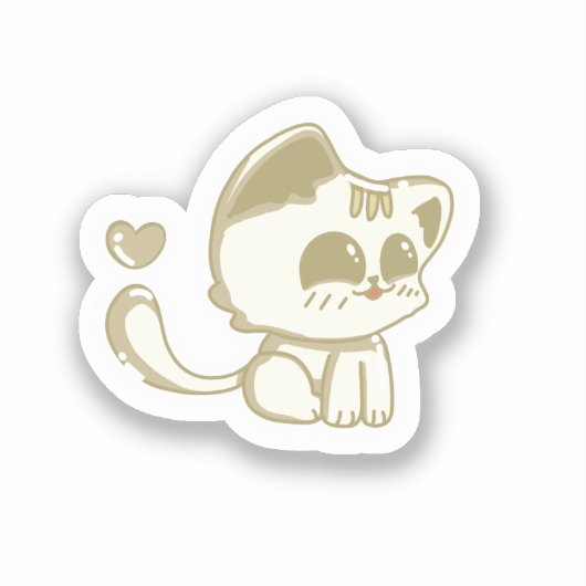 かわいい猫好きギフト｜キュートなちび猫と❤️ シール (正面)