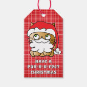 かわいい猫好きクリスマスカートゥーおもしろいことわざ ギフトタグ (正面)