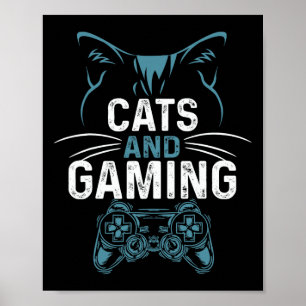 かわいい猫好きゲーマー ビデオゲーム かわいいデザイン ポスター