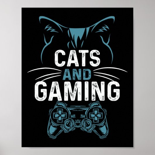 かわいい猫好きゲーマー ビデオゲーム かわいいデザイン ポスター (正面)