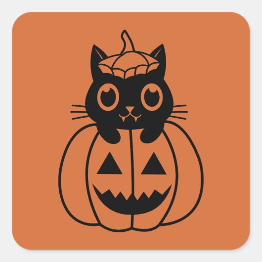 かわいい猫好きステッカー | 前向きな気持ちでいよう スクエアシール (正面)