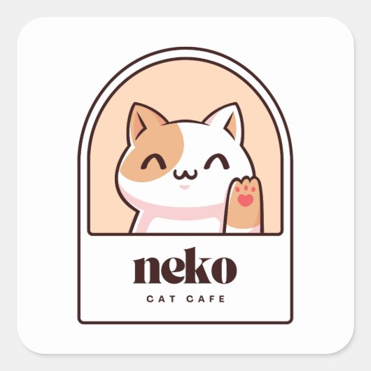 かわいい猫好きステッカー | 猫のママ スクエアシール (正面)