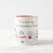 かわいい猫好きズバレンタインデーピンク ツートーンマグカップ (中央)