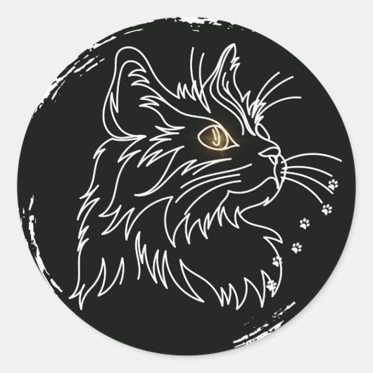 かわいい猫好きデザイン ラウンドシール (正面)